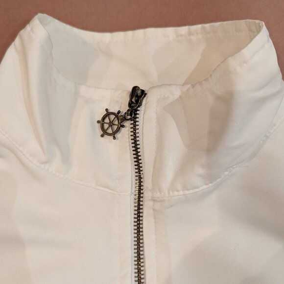 White vintage nautical windbreaker jacket - gold sailing embroidery - size small - Picture 6 of 7